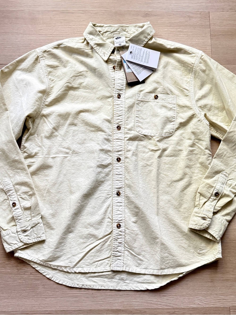 Nike Men's Light Cream Button-Down Long Sleeve Shirt